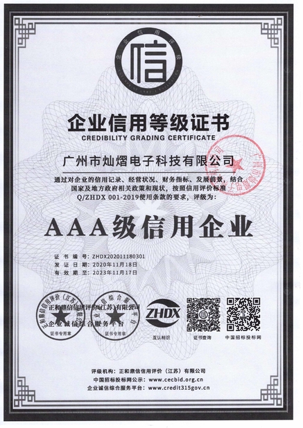 Китай Guangzhou Canyi Electronic Technology Co., Ltd Сертификаты
